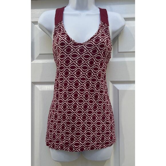 EUC Banana Republic Medium M Tank Top Shirt Pink Geometric Sleeveless Racerback - Picture 1 of 9